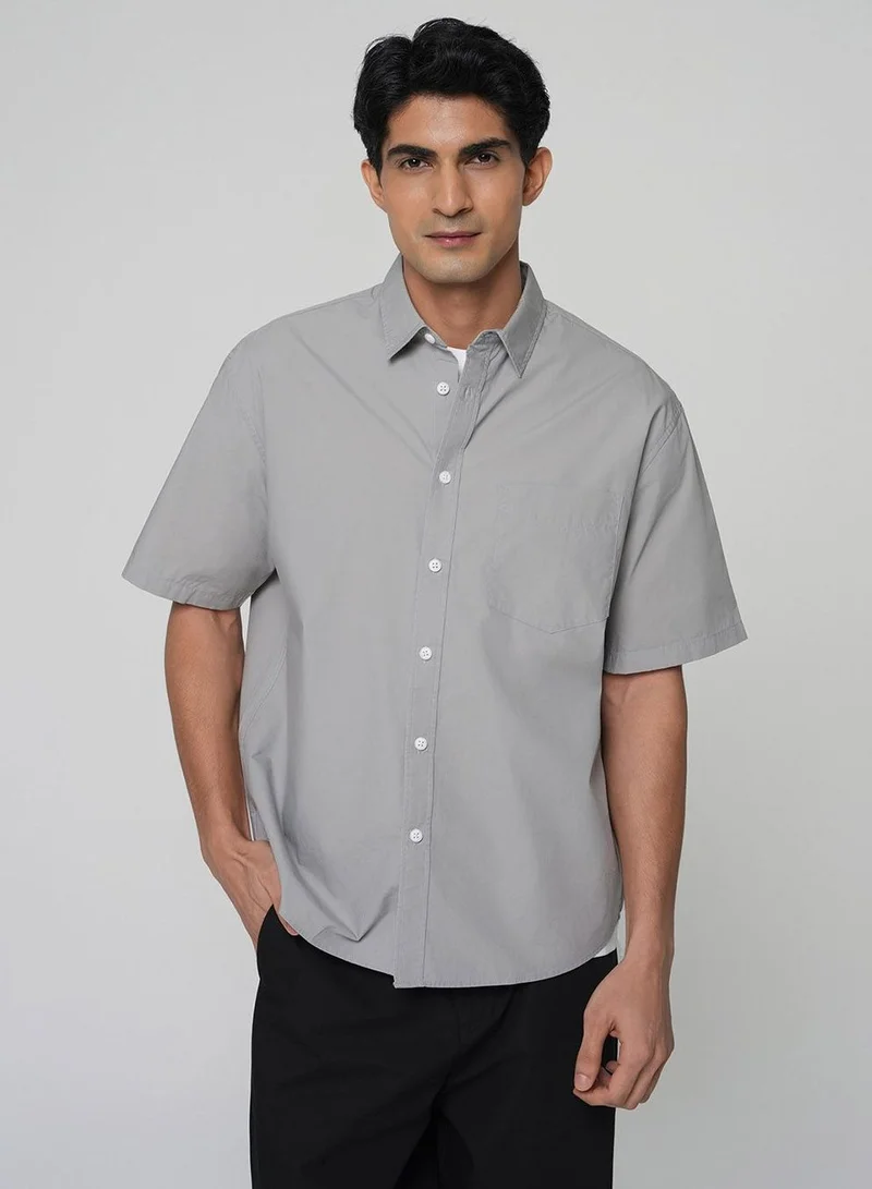 Men Relaxed Cotton Poplin Shirt