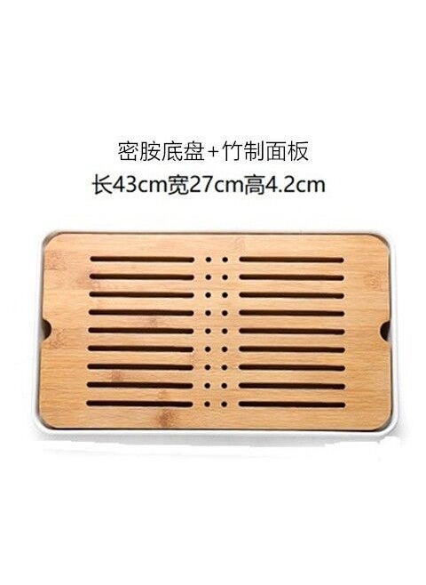 Generic - Source manufacturers bamboo tea tray square draining dry bubble tray bamboo mini water storage draining tray kung fu tea trayWhite large sun and moon 43*26cm water storage/drainage White large sun and moon 43*26cm water storage/drainage - Image 1