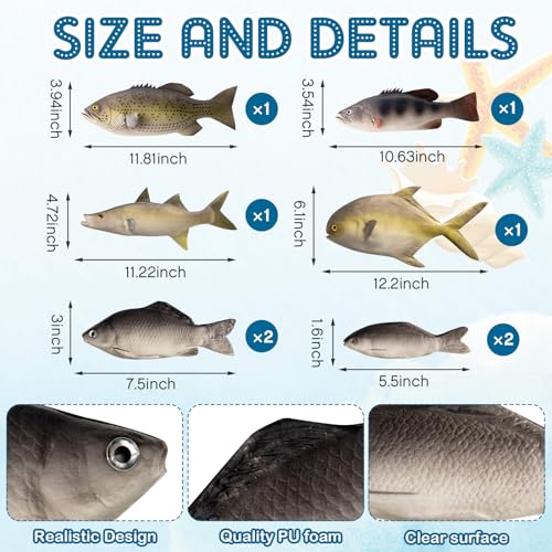 Blueweenly 8 Pcs Fake Fish Artificial Fish Toy 6 Types Lifelike Stuffed Pretend Realistic Sea Fishes Models for Photography Props Party Favor Display Kitchen Decor - Image 5