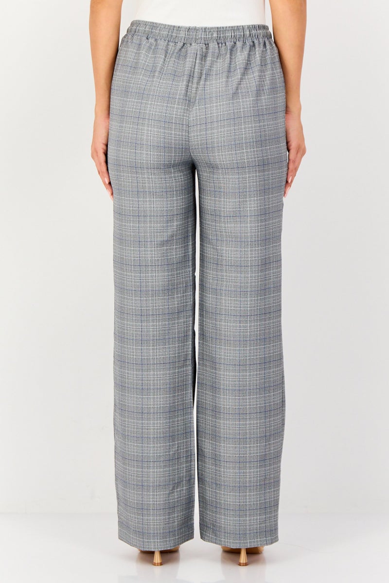 trendyol Women Regular Fit Micro Checked Wide Leg Pants, Multicolor - Image 4