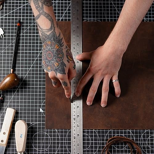 Moonster Genuine Leather Sheets for Crafts, Tooling Leather Sheet 12"x24" – Full Grain Buffalo Leather Fabric, Leather Crafting Kit, Veg Tan Leather for Leather Craft with 36" Cord – Soft Brown - Image 5