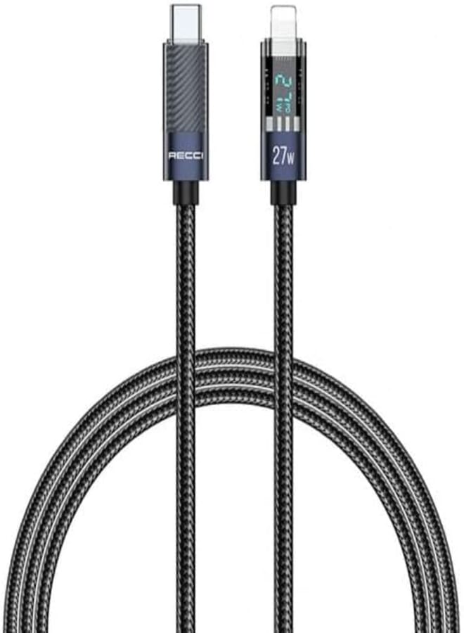 Next Next Store 27W PD Fast Charging Cable, 1.2m Length, Corrosion Resistant Braided Design, LED Power Display, Compatible with Type-C to Connector Connectors for iPhone and iPad.
