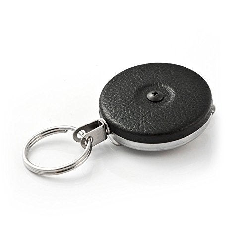 KEY-BAK Original Chain Retractable Keychain with 24" Stainless Steel Chain, Black Front, Steel Belt Clip, 8 oz. Retraction, Split Ring - Image 1
