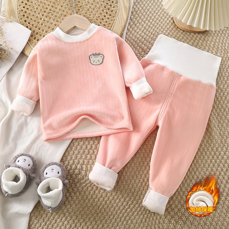 Children'S Thermal Underwear Suit Baby Thickened Clothes Boys And Girls Autumn Clothes Long Pants Baby Fleece-Lined Homewear - Image 4
