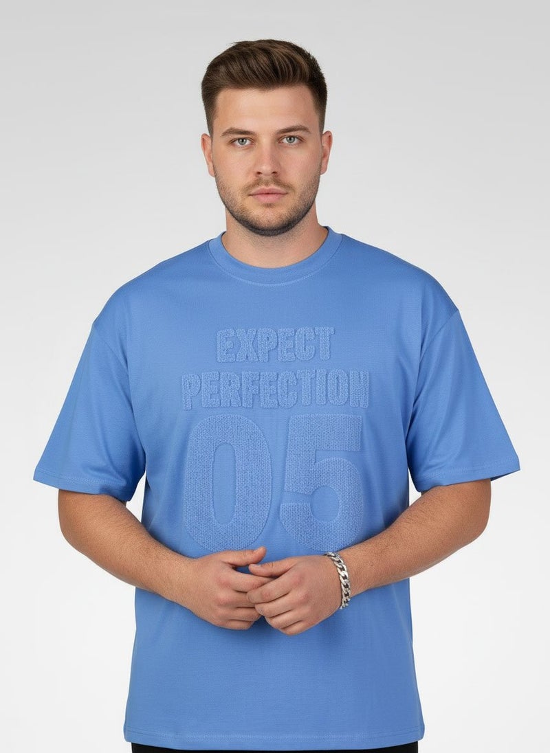 Ketch Men Crew Neck Short Sleeve Embroidered Logo T-Shirt, Blue - Image 1
