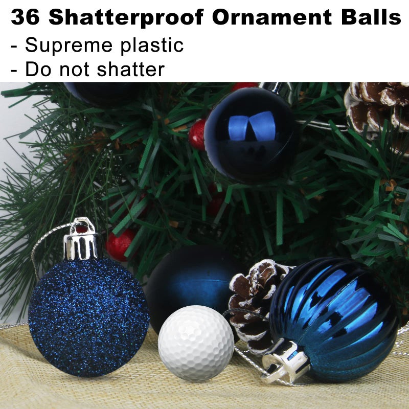 GameXcel Navy Blue 2.5"" Christmas Balls Christmas Tree Decoration Ornaments Shatterproof Hanging Balls for Birthday Halloween Holiday Wedding Decorations Set of 36pcs - Image 3