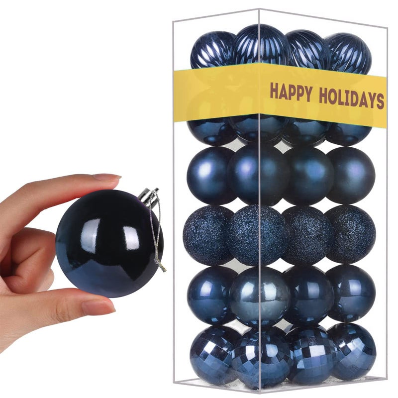 GameXcel Navy Blue 2.5"" Christmas Balls Christmas Tree Decoration Ornaments Shatterproof Hanging Balls for Birthday Halloween Holiday Wedding Decorations Set of 36pcs - Image 1