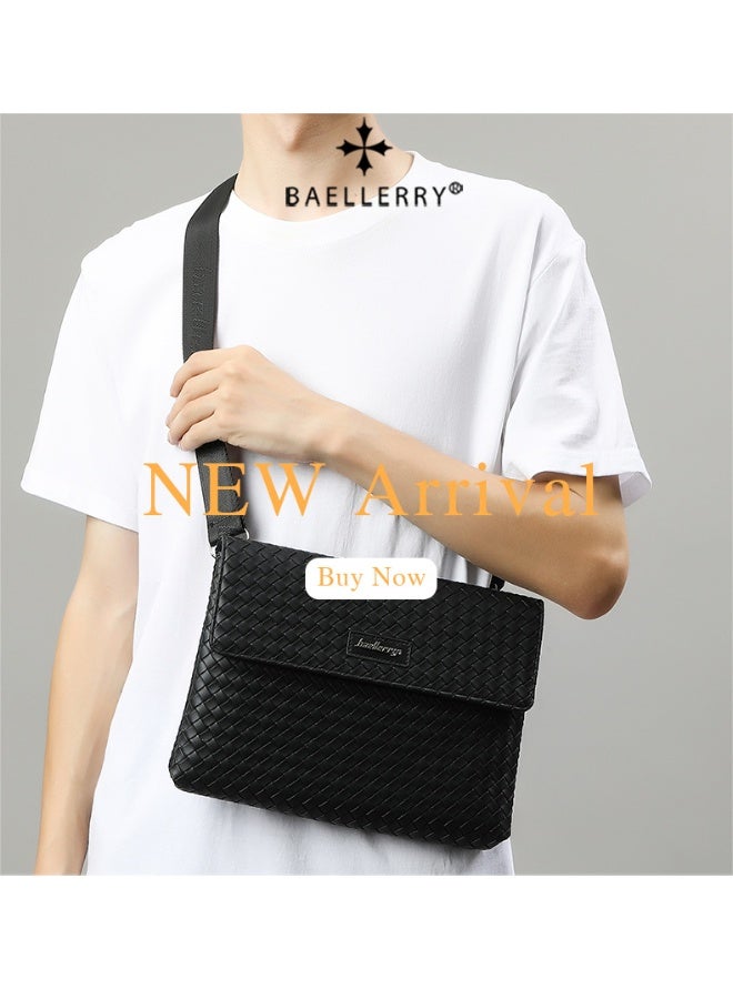 بايلليري حقيبة مائلة جديدة للرجال من بايلري - حقيبة يد كبيرة بسعة عالية مع تصميم منسوج - Image 4