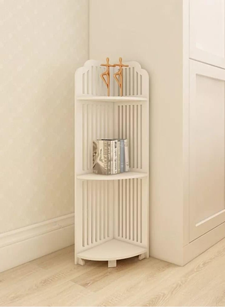 تي بي جي بي خزانة حمام مثلثة للزوايا الجانبية، أرفف تخزين للأرضية، رف رفيع صغير بجانب المرحاض، أبيض - Image 5