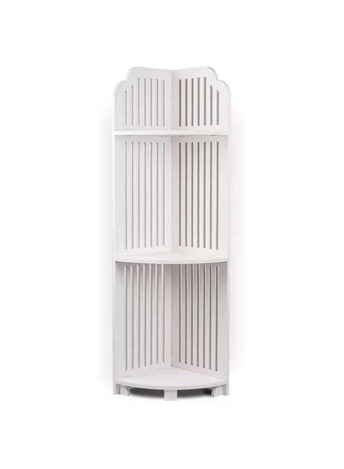 تي بي جي بي خزانة حمام مثلثة للزوايا الجانبية، أرفف تخزين للأرضية، رف رفيع صغير بجانب المرحاض، أبيض - Image 2