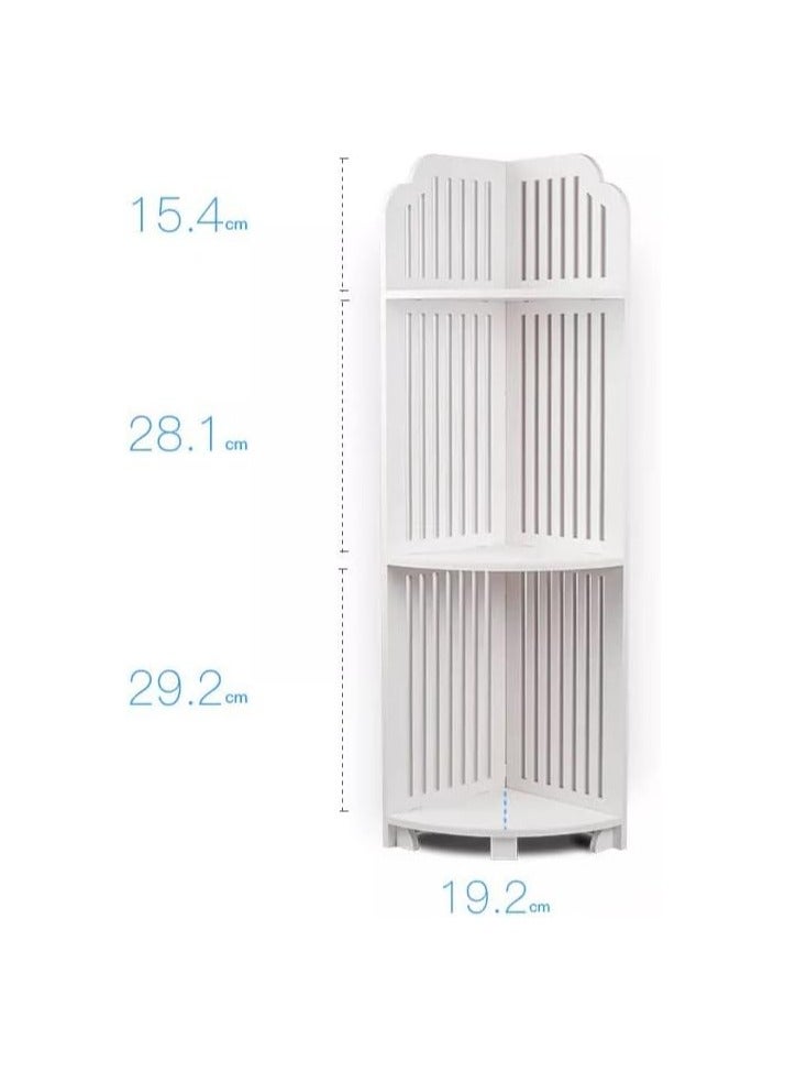 تي بي جي بي خزانة حمام مثلثة للزوايا الجانبية، أرفف تخزين للأرضية، رف رفيع صغير بجانب المرحاض، أبيض - Image 3