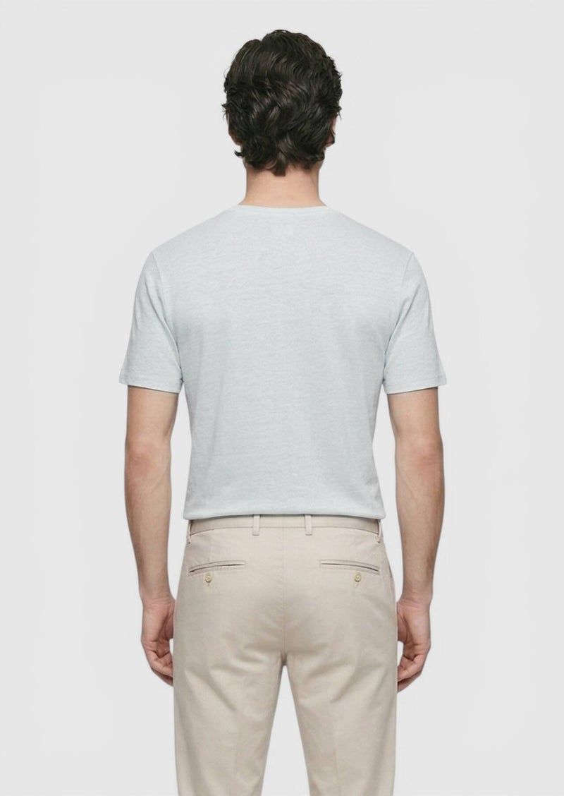 RAMSEY Grey Plain 100% Linen T-Shirt - Image 5