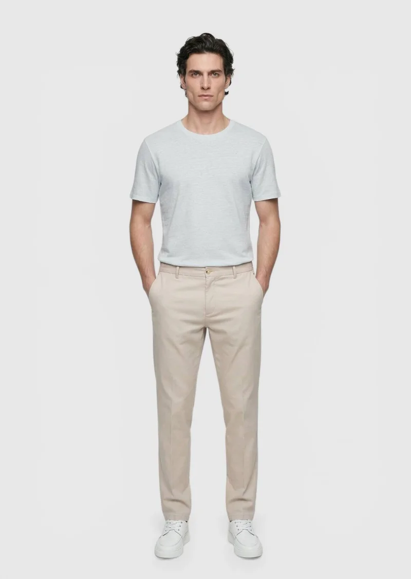 RAMSEY Grey Plain 100% Linen T-Shirt