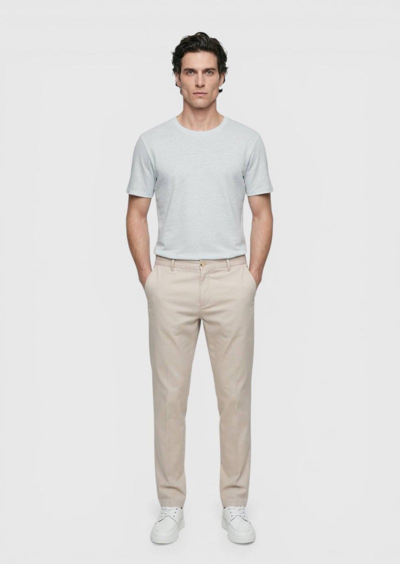 RAMSEY Grey Plain 100% Linen T-Shirt - Image 3