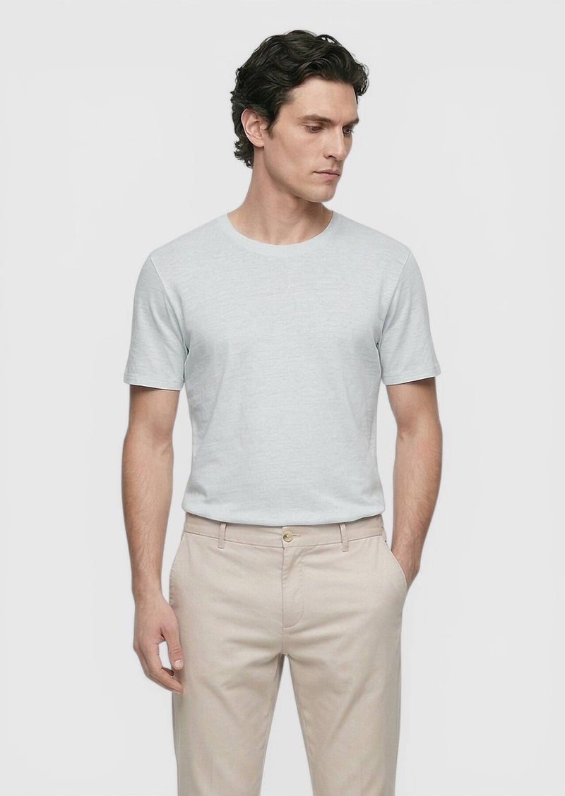 RAMSEY Grey Plain 100% Linen T-Shirt - Image 4