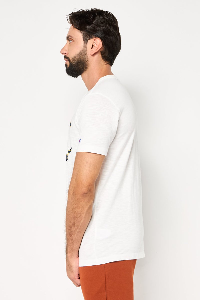 Champion تي شيرت رياضي للرجال بأكمام قصيرة مناسب للخارج، أبيض - Image 3