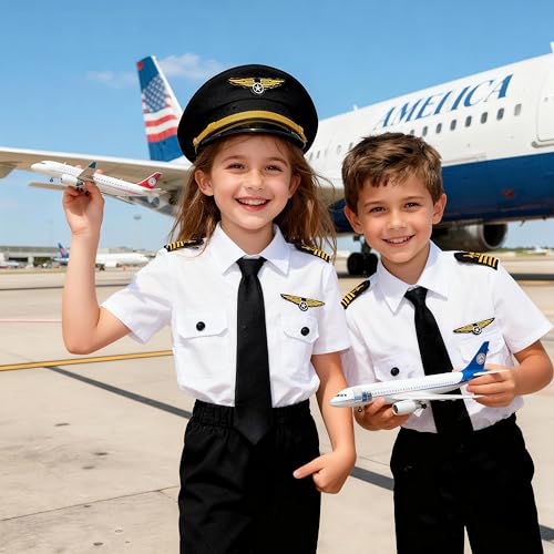 Davsolly Airline Pilot Costume for Kids Airline Captain Uniform for Halloween Career Day Dress Up Birthday Gifts - Image 5