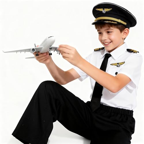 Davsolly Airline Pilot Costume for Kids Airline Captain Uniform for Halloween Career Day Dress Up Birthday Gifts - Image 4