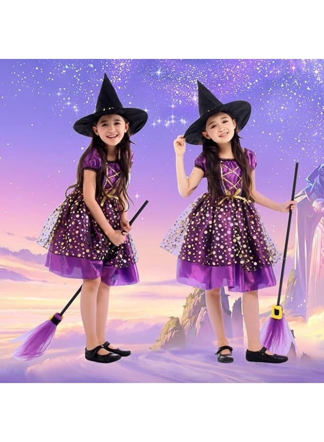 Toyland Girls Purple Witch Costume Set with Hat & Broom – Halloween Fancy Dress for Kids - Image 4