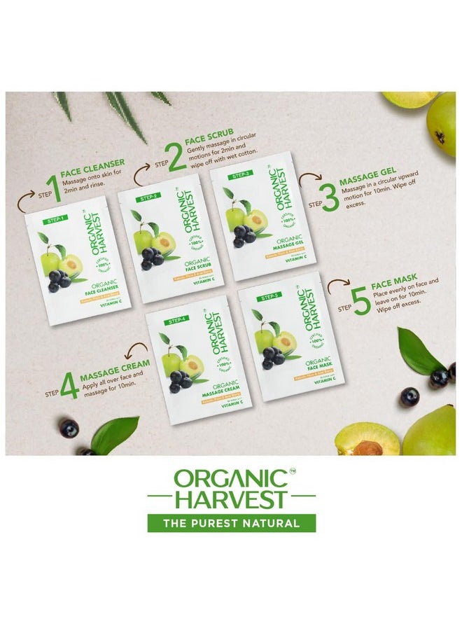 Organic Harvest - Brightening Facial Kit: Kakadu Plum & Acai Berry | Pack Of 5 Sachets | Facial Kit For Glowing Skin | 100% American Certified Organic, Sulphate & Paraben Free -40Gm - Image 1