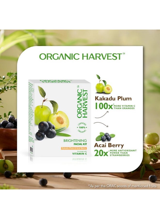 Organic Harvest - Brightening Facial Kit: Kakadu Plum & Acai Berry | Pack Of 5 Sachets | Facial Kit For Glowing Skin | 100% American Certified Organic, Sulphate & Paraben Free -40Gm - Image 1