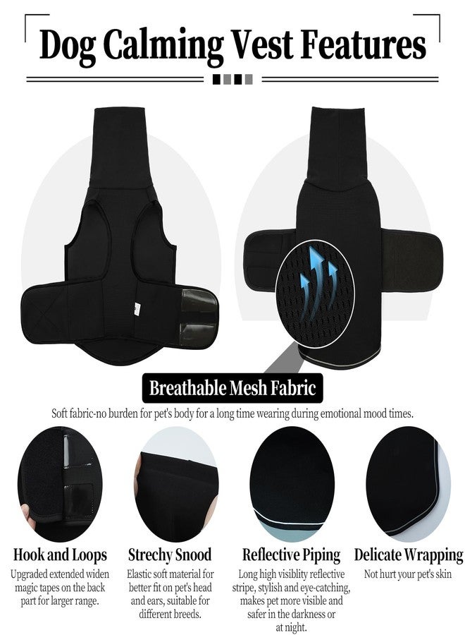 ROZKITCH Dog Anxiety Shirt with Ear Cover, Reflective Calming Vest for Storms & Separation, Breathable Dog Hoodie for Anxiety Relief Black 2XL - Image 3