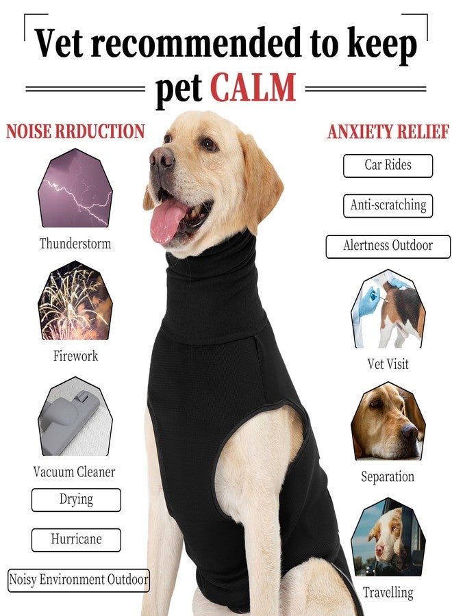 ROZKITCH Dog Anxiety Shirt with Ear Cover, Reflective Calming Vest for Storms & Separation, Breathable Dog Hoodie for Anxiety Relief Black 2XL - Image 2