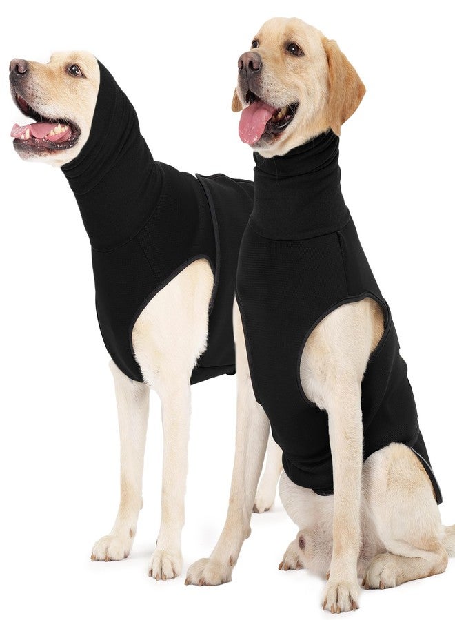 ROZKITCH Dog Anxiety Shirt with Ear Cover, Reflective Calming Vest for Storms & Separation, Breathable Dog Hoodie for Anxiety Relief Black 2XL - Image 1
