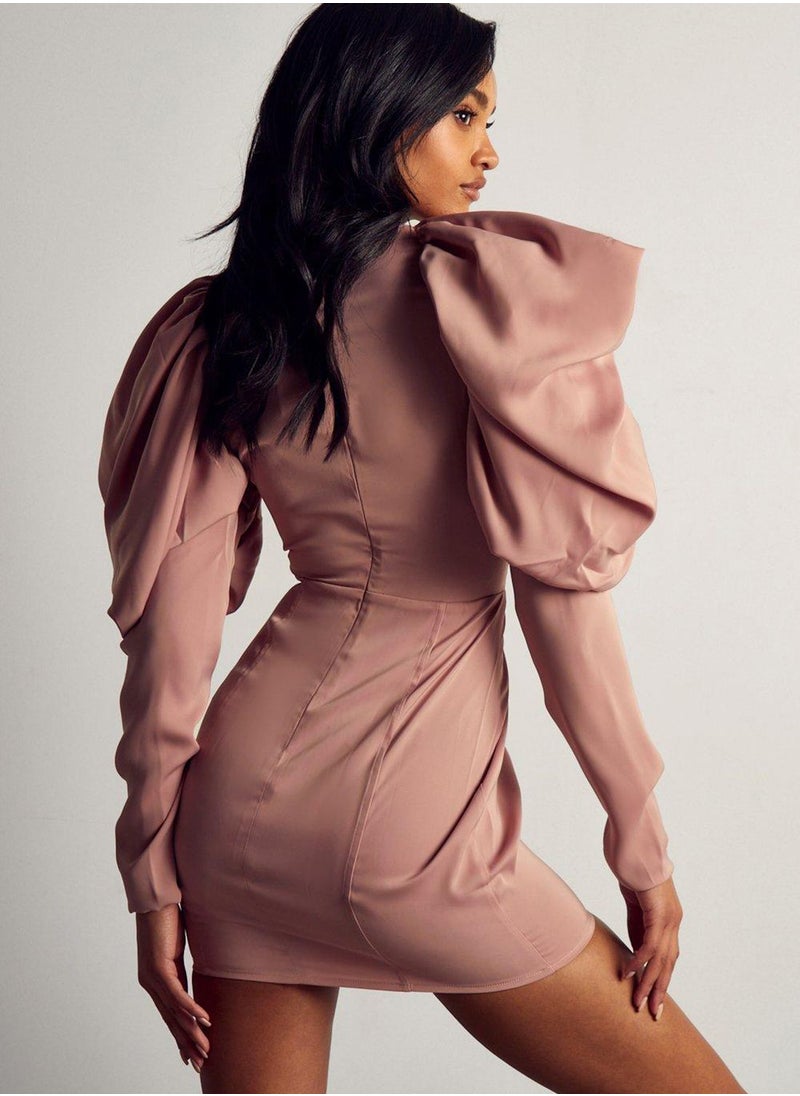 Miss Pap Sweetheart Neck Puff Sleeve Dress  - Image 2