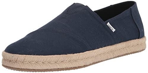 TOMS Men's ALP Rope 2.0 Recycled Cotton Slubby Woven Espadrille Loafer Flat, Navy, 11 - Image 1