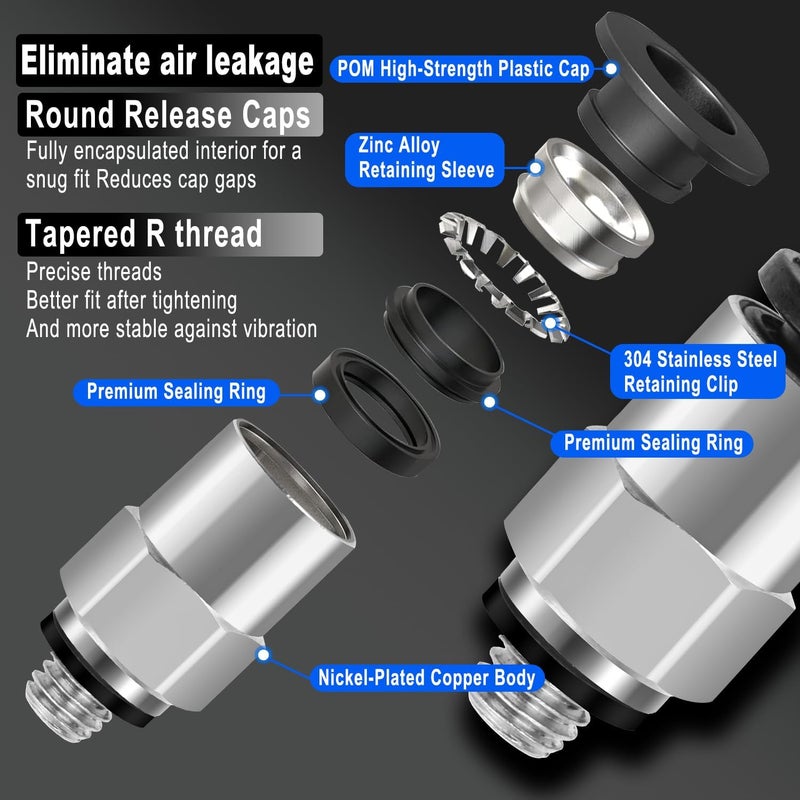 Heschen Quick Fittings PC6-M5 6mm Push-to-Connect Air Line Fittings Push In Joint Thread Male M5 Pneumatic Connector 10 Pcs - Image 3