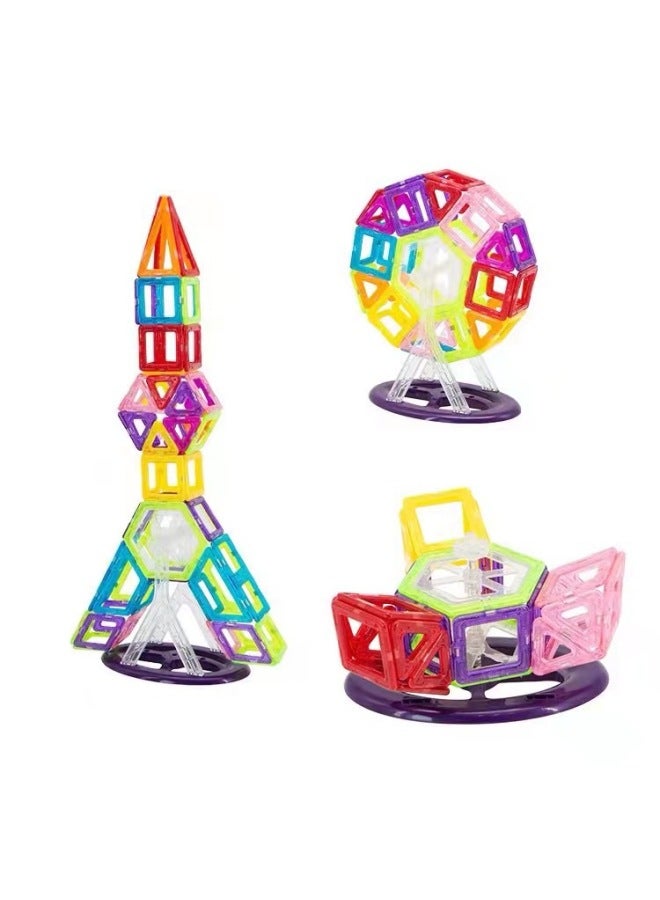 Strong Magnetic Toy Children's Educational Magnetic Building Blocks Assembly Colorful Window Set Rod Sheet Refill-Specifications:Large Pure Magnetic Film 118-piece Set (color Boxed + Wheel Set)  - Image 5