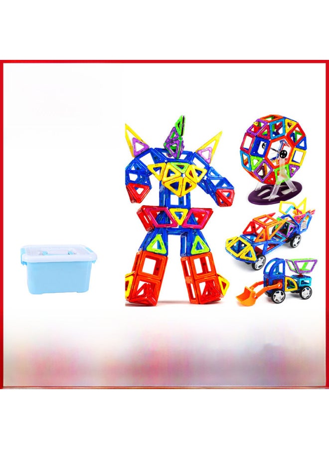 Strong Magnetic Toy Children's Educational Magnetic Building Blocks Assembly Colorful Window Set Rod Sheet Refill-Specifications:Large Pure Magnetic Film 118-piece Set (color Boxed + Wheel Set)  - Image 2