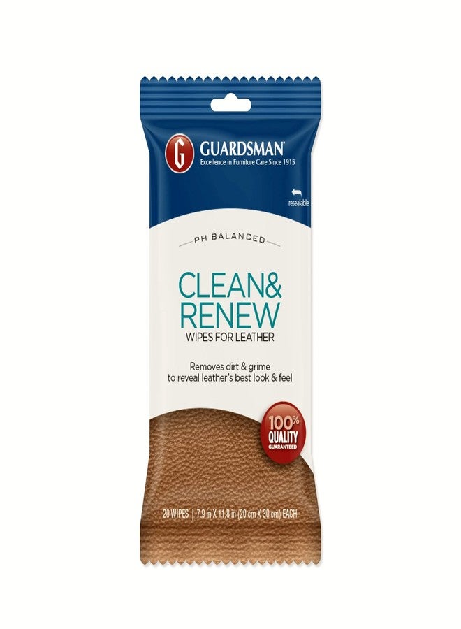 Guardsman Clean and Renew Leather Protector for Leather Furniture & Car Interiors | Small Leather Goods and Leather Shoe Cleaner, Wipes 20 Count - Image 1