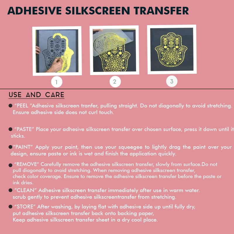 YellowCult Yellowcult DIY Self-Adhesive Silk Screen Printing Stencil for Art & Craft, 2 in 1 Block Pattern Reusable Mesh Stencils Transfer for DIY Home Decor, T-Shirts, Ceramic, Wood, Tote-Bags, Jewelry (2 in1) - Image 5