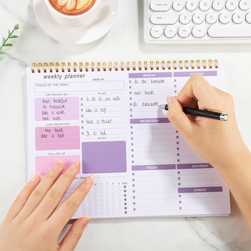 Thboxes Weekly To Do List Notepad, 8.5''x11'' Weekly Desk Planner with 52 Tear Off Sheets Undated Weekly Planner Habit Tracker & Productivity Organizer for Home School and Work, Purple - Image 5