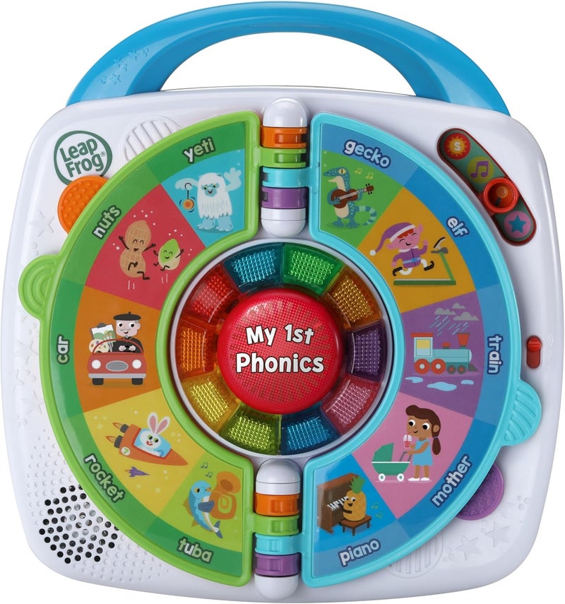 ليب فروغ LeapFrog My 1st Phonics: Spin & Learn، لعبة تعليمية مع 10 أزرار مضيئة، أكثر من 100 كلمة، 4 أوضاع و44 صوتًا لفظيًا، هدية تفاعلية ممتعة للأعمار 18 و24 شهرًا فأكثر، النسخة الإنجليزية - Image 1