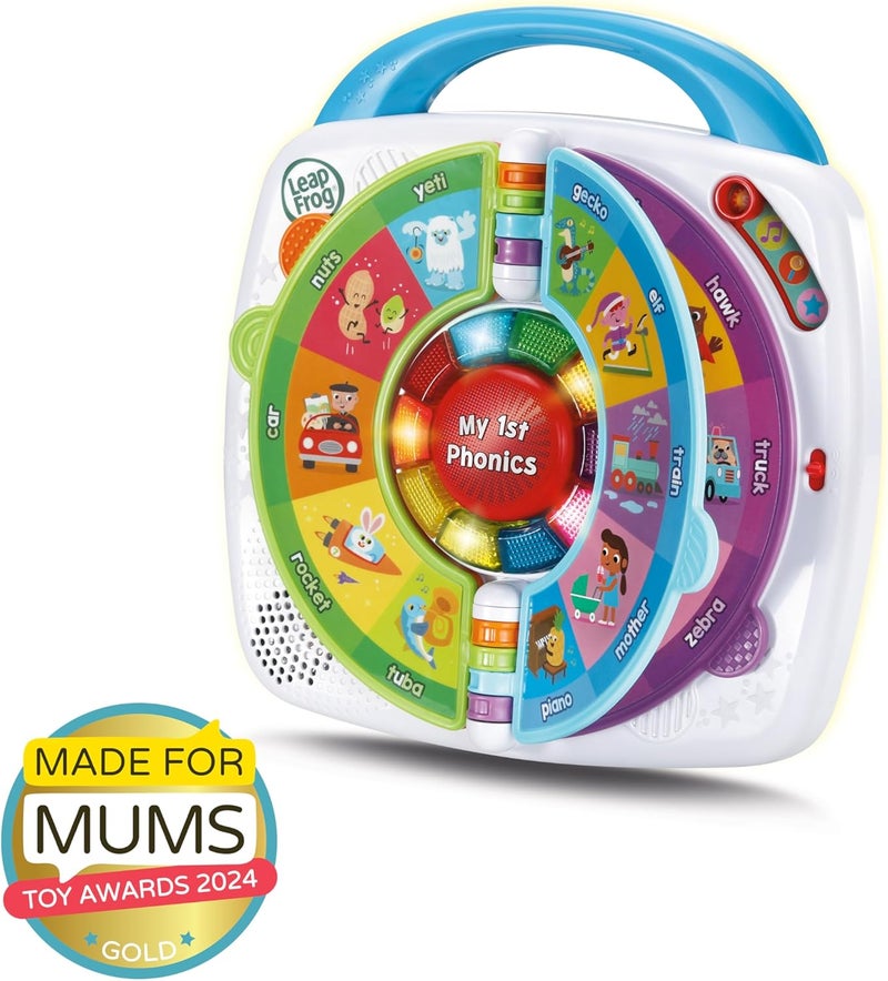 ليب فروغ LeapFrog My 1st Phonics: Spin & Learn، لعبة تعليمية مع 10 أزرار مضيئة، أكثر من 100 كلمة، 4 أوضاع و44 صوتًا لفظيًا، هدية تفاعلية ممتعة للأعمار 18 و24 شهرًا فأكثر، النسخة الإنجليزية - Image 4