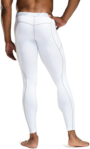 TSLA Men's Thermal Compression Pants, Athletic Sports Leggings & Running Tights, Wintergear Base Layer Bottoms, 2pack Tights Black/White, Large - Image 3