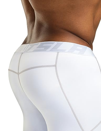 TSLA Men's Thermal Compression Pants, Athletic Sports Leggings & Running Tights, Wintergear Base Layer Bottoms, 2pack Tights Black/White, Large - Image 5