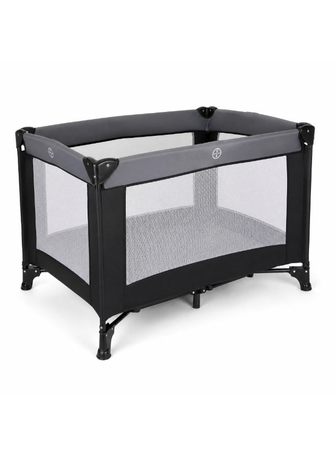 Gogoya Baby Travel Crib Playpen, with 4 Mesh Side Windows,Breathable Foldable Sleeping & Playing Cot Crib,Dark Grey - Image 1
