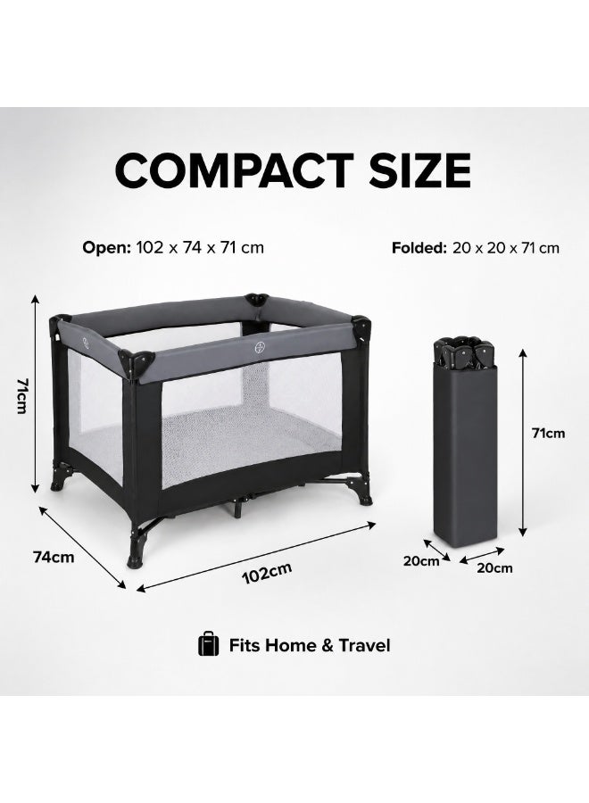 Gogoya Baby Travel Crib Playpen, with 4 Mesh Side Windows,Breathable Foldable Sleeping & Playing Cot Crib,Dark Grey - Image 2