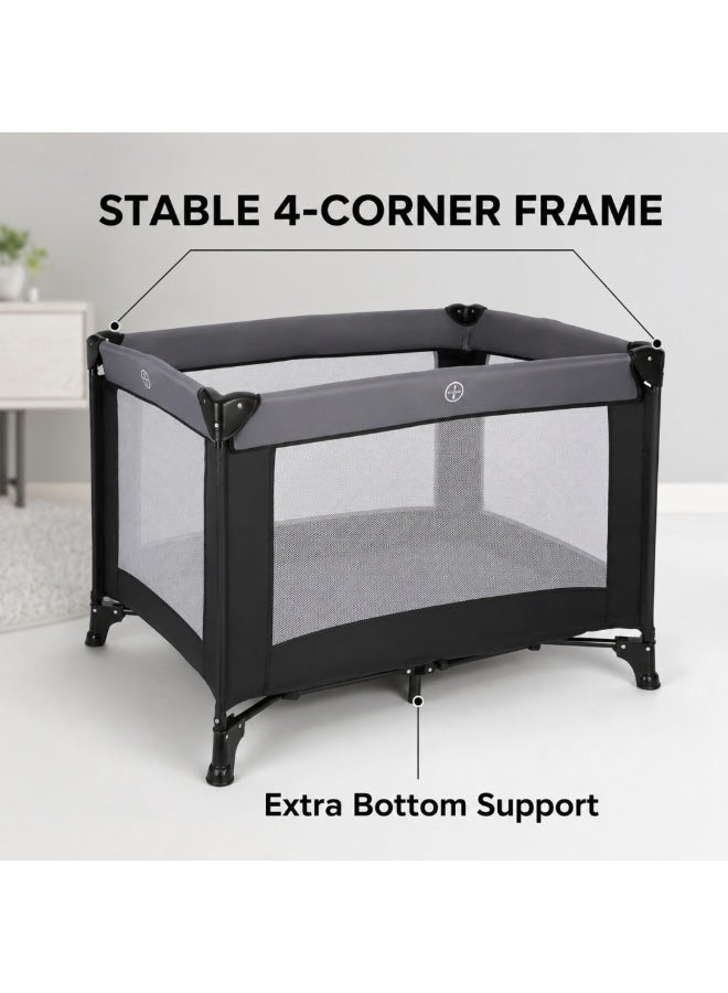 Gogoya Baby Travel Crib Playpen, with 4 Mesh Side Windows,Breathable Foldable Sleeping & Playing Cot Crib,Dark Grey - Image 5