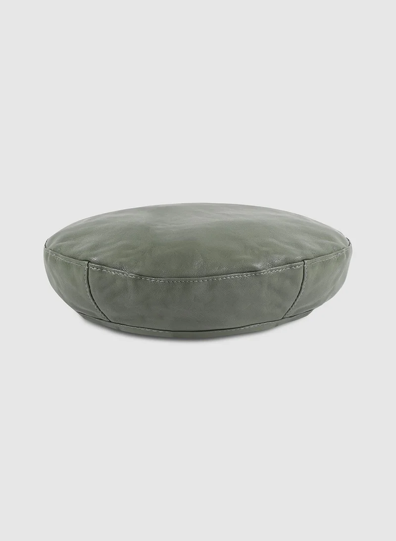 Haute Sauce Flat Grain Beret Hat - Olive Green