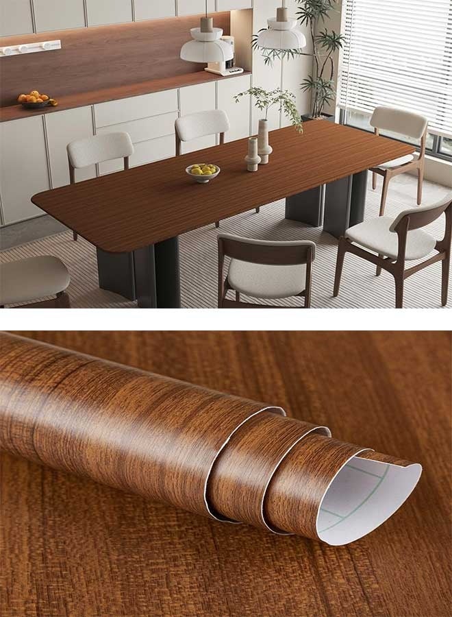 RAWAID 45CM×3M Walnut Wood Wallpaper Peel and Stick Brown Wood Grain Contact Paper Vinyl Wrap Kitchen Cabinet Covering Desk Removable Furniture Stickers Self Adhesive Sticker for Wardrobe Cupboard - Image 1