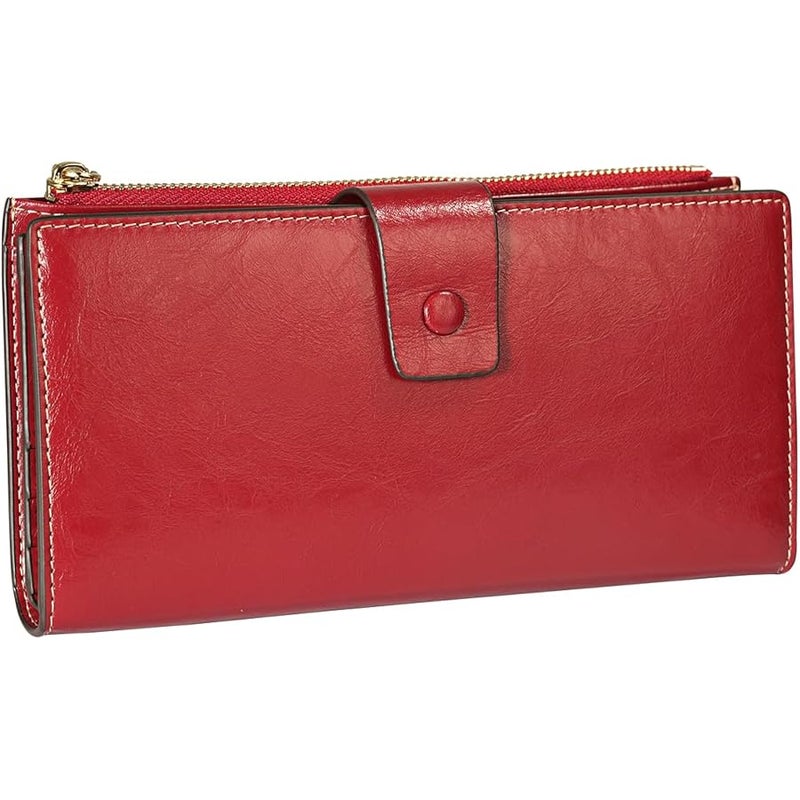 ITSLIFE Women's RFID Blocking Large Capacity Luxury Wax Genuine Leather Clutch Wallet Card Holder Organizer Ladies Purse - Image 3