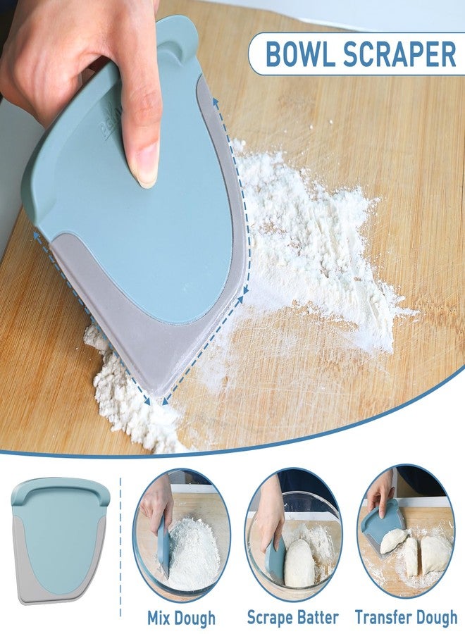 BIGFIT 2 IN 1 Upgrade Bench Scraper, Dough Scraper for Pastry Bread Cake Pizza, Sharp Stainless Steel Dough Cutter with Conversion Chart & Measuring Scale, Bowl Scraper Food Scraper for Kitchen Baking, Blue - Image 4