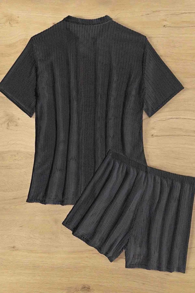 انجلسين Collar Detailed Shirt Look Bottom Top Shorts Set Beach Dress Pareo