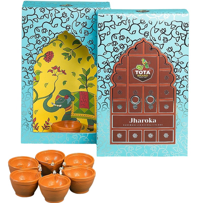 TOTA Jharokha Decorative Wall Hanging Set of 6 1 DIY Traditional Frames 7 Water Sensitive LED Diyas for Diwali Decoration Home Dcor Mandir Office and Pooja Room Diwali Theme - Image 1