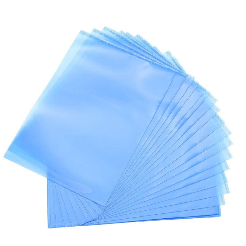 Blue A4 Plastic Project Folders with L Shaped Sleeves 30pcs Document Organizer Office School - Image 2